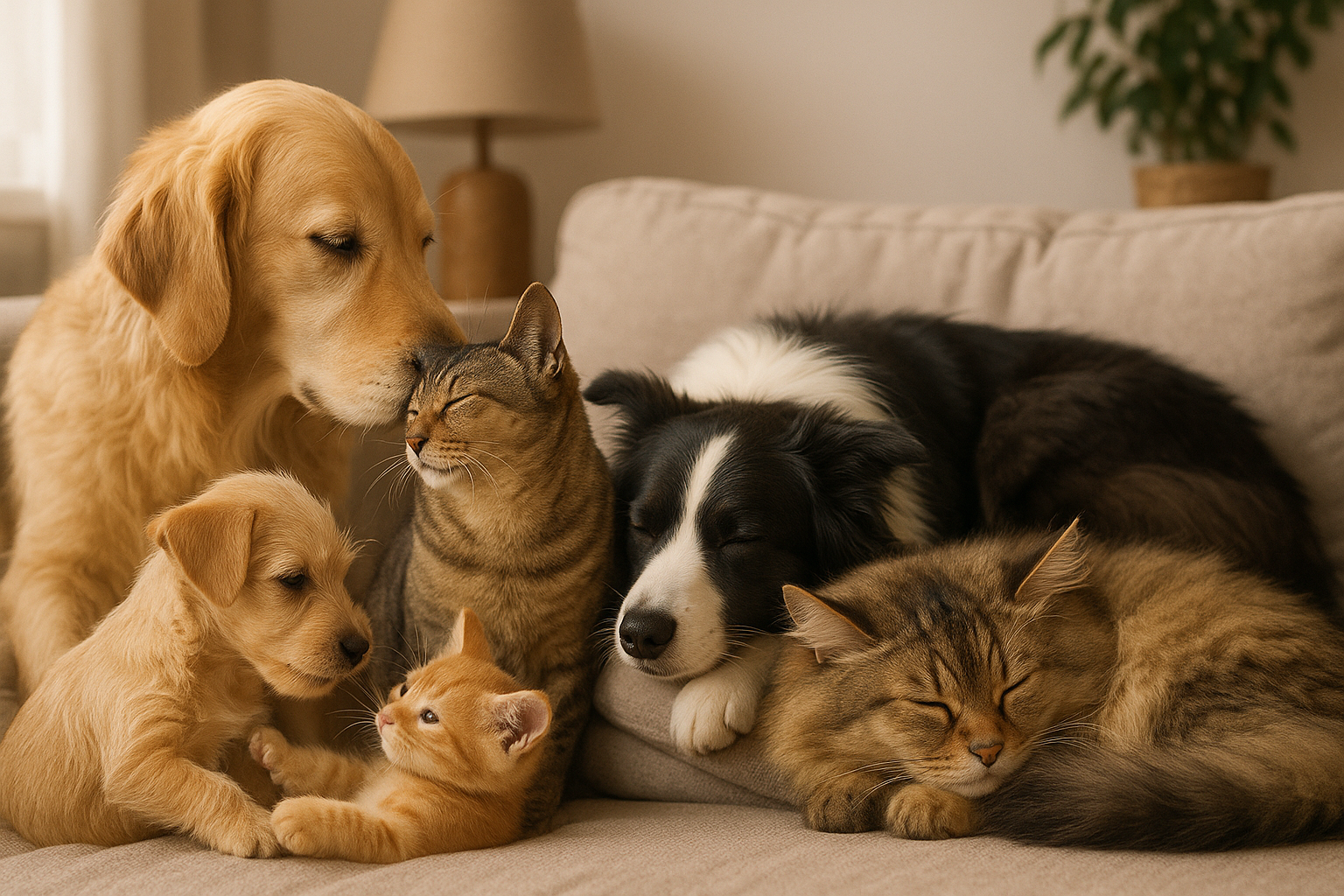 honden en katten die van elkaar houden